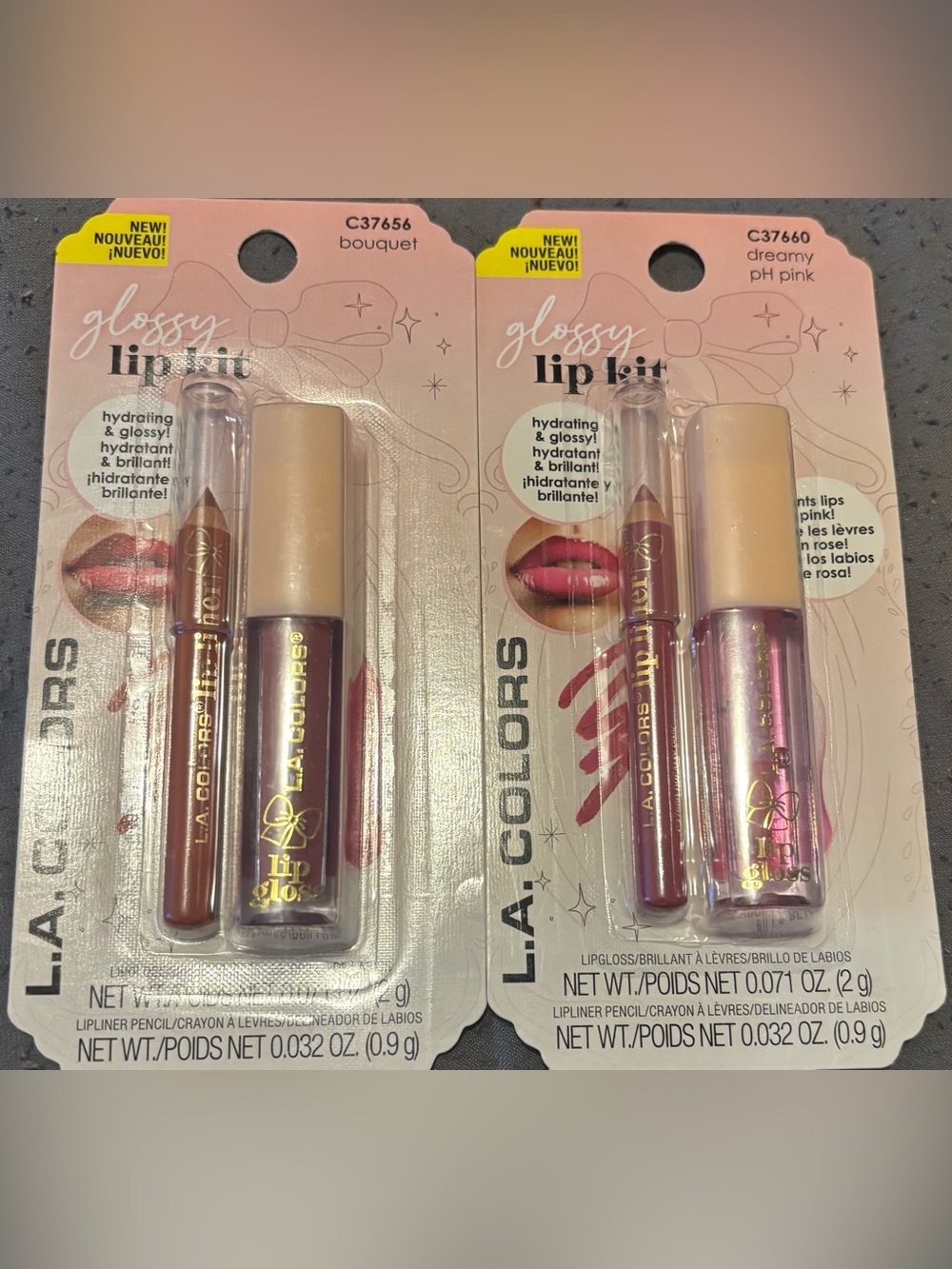 L.A. COLORS Glossy Lip Kit - Bouquet (Hydrating Gloss & Lip Liner)